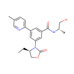 CC[C@@H]1COC(=O)N1c1cc(C(=O)N[C@@H](C)CO)cc(-c2ccc(C)cn2)c1 ZINC000113542528