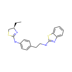 CC[C@@H]1CSC(Nc2ccc(CCNc3nc4ccccc4s3)cc2)=N1 ZINC000049089309