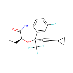 CC[C@@H]1O[C@](C#CC2CC2)(C(F)(F)F)c2cc(F)ccc2NC1=O ZINC000006424595