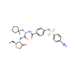 CC[C@@H]1OCC(=O)[C@H]1NC(=O)[C@H](CC1(C)CCCC1)NC(=O)c1ccc(NS(=O)(=O)c2ccc(C#N)cc2)cc1 ZINC000042852262