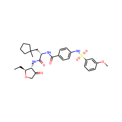 CC[C@@H]1OCC(=O)[C@H]1NC(=O)[C@H](CC1(C)CCCC1)NC(=O)c1ccc(NS(=O)(=O)c2cccc(OC)c2)cc1 ZINC000044419096