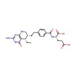 CC[C@@H]1c2c(nc(N)[nH]c2=O)NC[C@@H]1CCc1ccc(C(=O)N[C@@H](CCC(=O)O)C(=O)O)cc1 ZINC000026263017