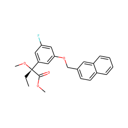 CC[C@](OC)(C(=O)OC)c1cc(F)cc(OCc2ccc3ccccc3c2)c1 ZINC000013733367