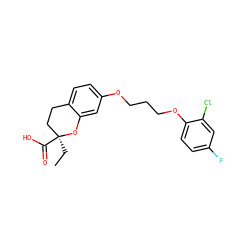 CC[C@]1(C(=O)O)CCc2ccc(OCCCOc3ccc(F)cc3Cl)cc2O1 ZINC000028111523