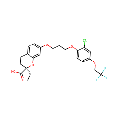 CC[C@]1(C(=O)O)CCc2ccc(OCCCOc3ccc(OCC(F)(F)F)cc3Cl)cc2O1 ZINC000028126520