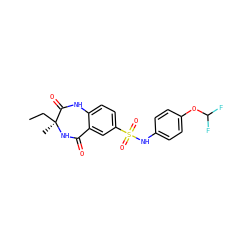 CC[C@]1(C)NC(=O)c2cc(S(=O)(=O)Nc3ccc(OC(F)F)cc3)ccc2NC1=O ZINC000096258732