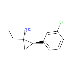CC[C@]1(N)C[C@@H]1c1cccc(Cl)c1 ZINC000144479043