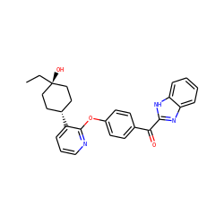 CC[C@]1(O)CC[C@H](c2cccnc2Oc2ccc(C(=O)c3nc4ccccc4[nH]3)cc2)CC1 ZINC000169009891