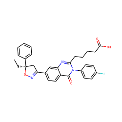 CC[C@]1(c2ccccc2)CC(c2ccc3c(=O)n(-c4ccc(F)cc4)c(CCCCC(=O)O)nc3c2)=NO1 ZINC000103240745