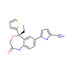 CC[C@]1(c2cccs2)OCC(=O)Nc2ccc(-c3ccc(C#N)[nH]3)cc21 ZINC000040421417