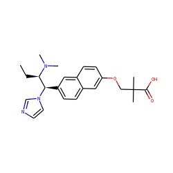 CC[C@H]([C@@H](c1ccc2cc(OCC(C)(C)C(=O)O)ccc2c1)n1ccnc1)N(C)C ZINC000003820257