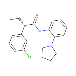 CC[C@H](C(=O)Nc1ccccc1N1CCCC1)c1cccc(Cl)c1 ZINC000095552744