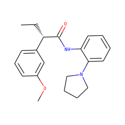 CC[C@H](C(=O)Nc1ccccc1N1CCCC1)c1cccc(OC)c1 ZINC000095554978