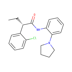 CC[C@H](C(=O)Nc1ccccc1N1CCCC1)c1ccccc1Cl ZINC000095554312