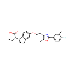 CC[C@H](C(=O)O)[C@@H]1CCc2cc(OCCc3nc(-c4ccc(F)c(C)c4)oc3C)ccc21 ZINC000028565579