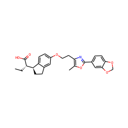 CC[C@H](C(=O)O)[C@@H]1CCc2cc(OCCc3nc(-c4ccc5c(c4)OCO5)oc3C)ccc21 ZINC000028565607