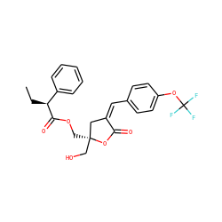 CC[C@H](C(=O)OC[C@]1(CO)C/C(=C/c2ccc(OC(F)(F)F)cc2)C(=O)O1)c1ccccc1 ZINC000040914966