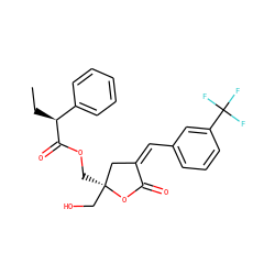CC[C@H](C(=O)OC[C@]1(CO)C/C(=C/c2cccc(C(F)(F)F)c2)C(=O)O1)c1ccccc1 ZINC000040893835
