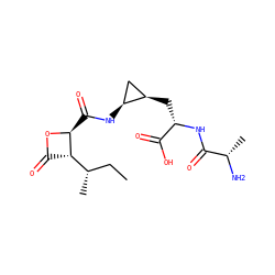 CC[C@H](C)[C@@H]1C(=O)O[C@H]1C(=O)N[C@H]1C[C@H]1C[C@H](NC(=O)[C@H](C)N)C(=O)O ZINC000040424126