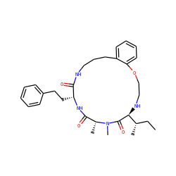 CC[C@H](C)[C@@H]1NCCOc2ccccc2CCCNC(=O)[C@@H](CCc2ccccc2)NC(=O)[C@@H](C)N(C)C1=O ZINC000073166165