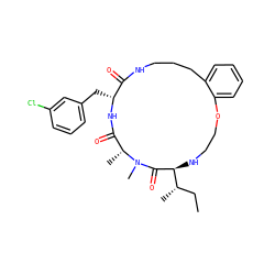 CC[C@H](C)[C@@H]1NCCOc2ccccc2CCCNC(=O)[C@@H](Cc2cccc(Cl)c2)NC(=O)[C@@H](C)N(C)C1=O ZINC001772569760