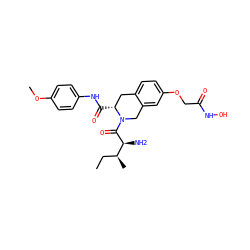 CC[C@H](C)[C@H](N)C(=O)N1Cc2cc(OCC(=O)NO)ccc2C[C@H]1C(=O)Nc1ccc(OC)cc1 ZINC000072104642