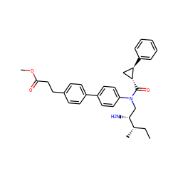 CC[C@H](C)[C@H](N)CN(C(=O)[C@@H]1C[C@H]1c1ccccc1)c1ccc(-c2ccc(CCC(=O)OC)cc2)cc1 ZINC000299870561