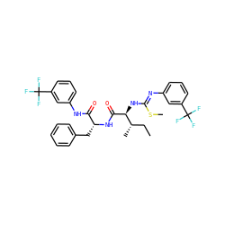 CC[C@H](C)[C@H](NC(=Nc1cccc(C(F)(F)F)c1)SC)C(=O)N[C@H](Cc1ccccc1)C(=O)Nc1cccc(C(F)(F)F)c1 ZINC001772572226
