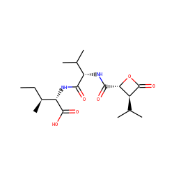 CC[C@H](C)[C@H](NC(=O)[C@@H](NC(=O)[C@@H]1OC(=O)[C@H]1C(C)C)C(C)C)C(=O)O ZINC000473135965