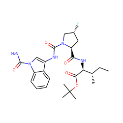 CC[C@H](C)[C@H](NC(=O)[C@@H]1C[C@@H](F)CN1C(=O)Nc1cn(C(N)=O)c2ccccc12)C(=O)OC(C)(C)C ZINC000147984993