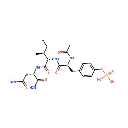CC[C@H](C)[C@H](NC(=O)[C@H](Cc1ccc(OP(=O)(O)O)cc1)NC(C)=O)C(=O)N[C@@H](CC(N)=O)C(N)=O ZINC000027108130
