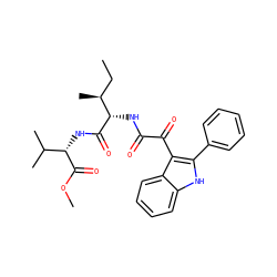 CC[C@H](C)[C@H](NC(=O)C(=O)c1c(-c2ccccc2)[nH]c2ccccc12)C(=O)N[C@H](C(=O)OC)C(C)C ZINC000653889630