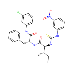 CC[C@H](C)[C@H](NC(=S)Nc1cccc([N+](=O)[O-])c1)C(=O)N[C@H](Cc1ccccc1)C(=O)Nc1cccc(Cl)c1 ZINC001772602592