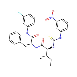 CC[C@H](C)[C@H](NC(=S)Nc1cccc([N+](=O)[O-])c1)C(=O)N[C@H](Cc1ccccc1)C(=O)Nc1cccc(F)c1 ZINC001772647467