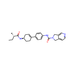 CC[C@H](C)C(=O)N[C@H]1CC=C(c2ccc(NC(=O)N3Cc4ccncc4C3)cc2)CC1 ZINC000165776701