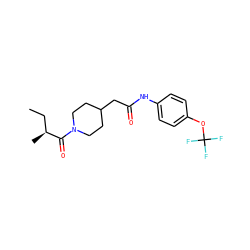 CC[C@H](C)C(=O)N1CCC(CC(=O)Nc2ccc(OC(F)(F)F)cc2)CC1 ZINC000299827478
