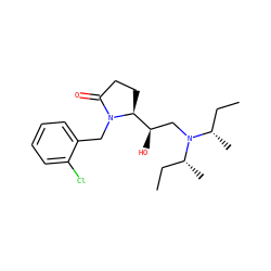 CC[C@H](C)N(C[C@@H](O)[C@@H]1CCC(=O)N1Cc1ccccc1Cl)[C@H](C)CC ZINC000027657209