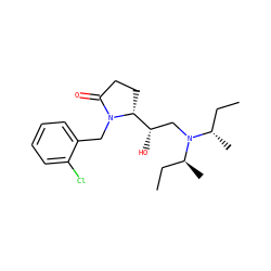 CC[C@H](C)N(C[C@H](O)[C@H]1CCC(=O)N1Cc1ccccc1Cl)[C@@H](C)CC ZINC000027656571