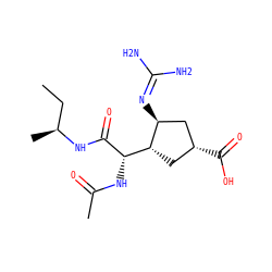 CC[C@H](C)NC(=O)[C@@H](NC(C)=O)[C@H]1C[C@@H](C(=O)O)C[C@@H]1N=C(N)N ZINC000013560195