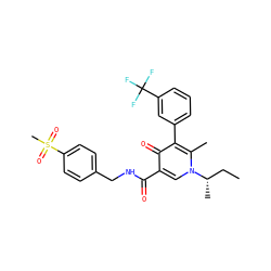 CC[C@H](C)n1cc(C(=O)NCc2ccc(S(C)(=O)=O)cc2)c(=O)c(-c2cccc(C(F)(F)F)c2)c1C ZINC000148918864