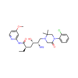 CC[C@H](C[C@H](O)[C@@H](N)CN1CC(=O)N(c2ccccc2Cl)CC1(C)C)C(=O)Nc1cc(OC)ccn1 ZINC000096270488