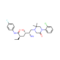 CC[C@H](C[C@H](O)[C@@H](N)CN1CC(=O)N(c2ccccc2Cl)CC1(C)C)C(=O)Nc1ccc(F)cc1 ZINC000096270496