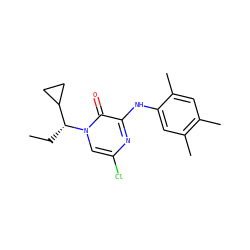 CC[C@H](C1CC1)n1cc(Cl)nc(Nc2cc(C)c(C)cc2C)c1=O ZINC000042966496