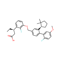 CC[C@H](CC(=O)O)c1cccc(OCc2ccc(-c3cc(OC)ccc3F)c([C@@H]3CCCC3(C)C)c2)c1F ZINC000140935989