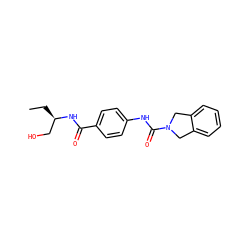 CC[C@H](CO)NC(=O)c1ccc(NC(=O)N2Cc3ccccc3C2)cc1 ZINC000166621737