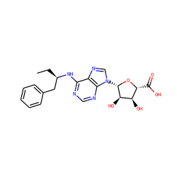 CC[C@H](Cc1ccccc1)Nc1ncnc2c1ncn2[C@@H]1O[C@H](C(=O)O)[C@@H](O)[C@H]1O ZINC000048998053