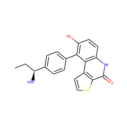 CC[C@H](N)c1ccc(-c2c(O)ccc3[nH]c(=O)c4sccc4c23)cc1 ZINC000150203195