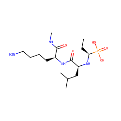 CC[C@H](N[C@@H](CC(C)C)C(=O)N[C@@H](CCCCN)C(=O)NC)P(=O)(O)O ZINC000003800938