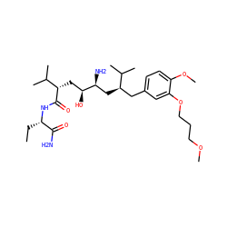 CC[C@H](NC(=O)[C@@H](C[C@H](O)[C@@H](N)C[C@H](Cc1ccc(OC)c(OCCCOC)c1)C(C)C)C(C)C)C(N)=O ZINC000014967670