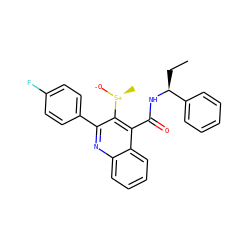 CC[C@H](NC(=O)c1c([S@+](C)[O-])c(-c2ccc(F)cc2)nc2ccccc12)c1ccccc1 ZINC000066097995